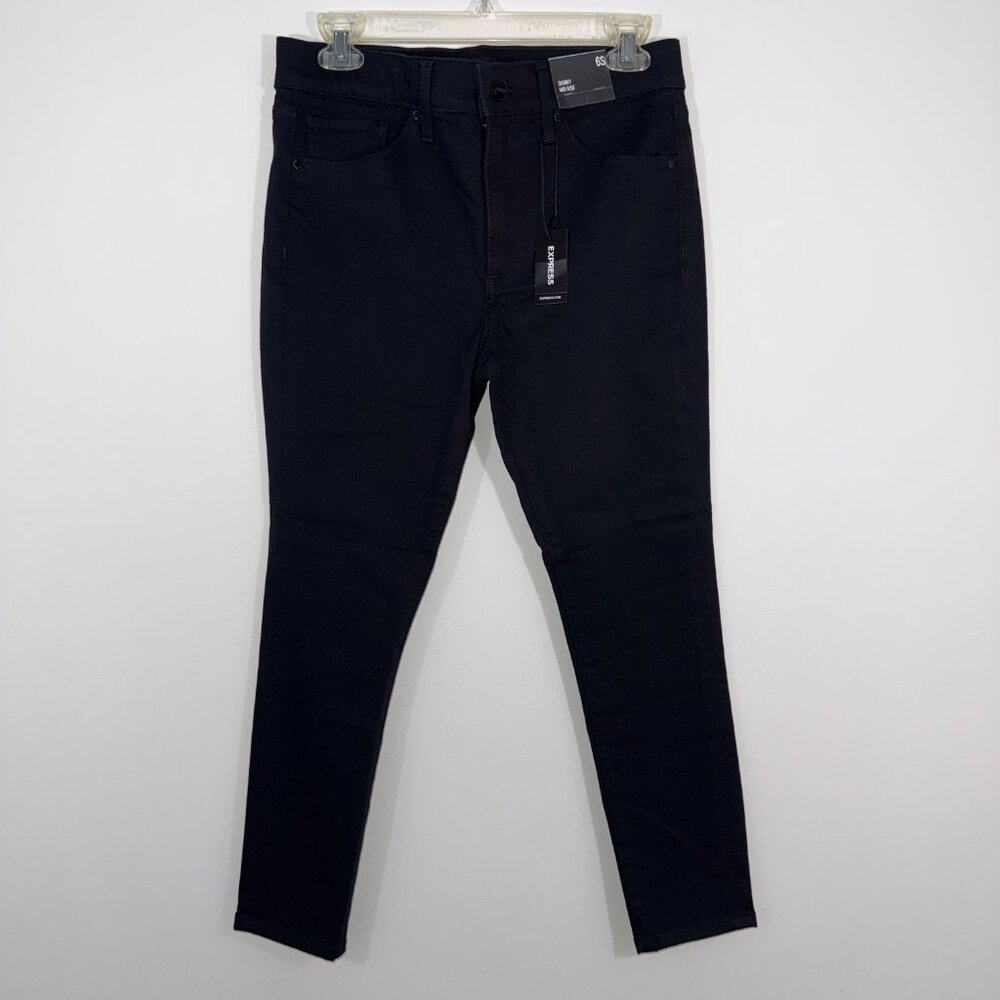 NWT Express Skinny Mid Rise Pants Black Size 6 Short